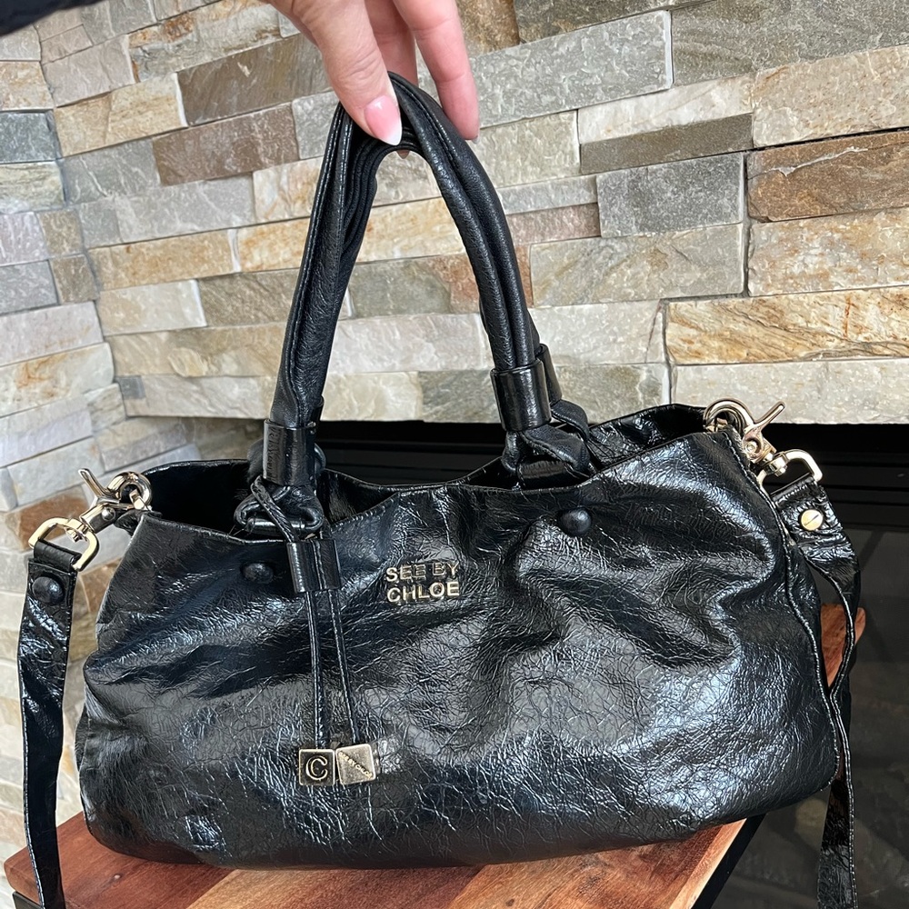 See by Chloé Black Leather Satchel | Slouchy Designer Bag